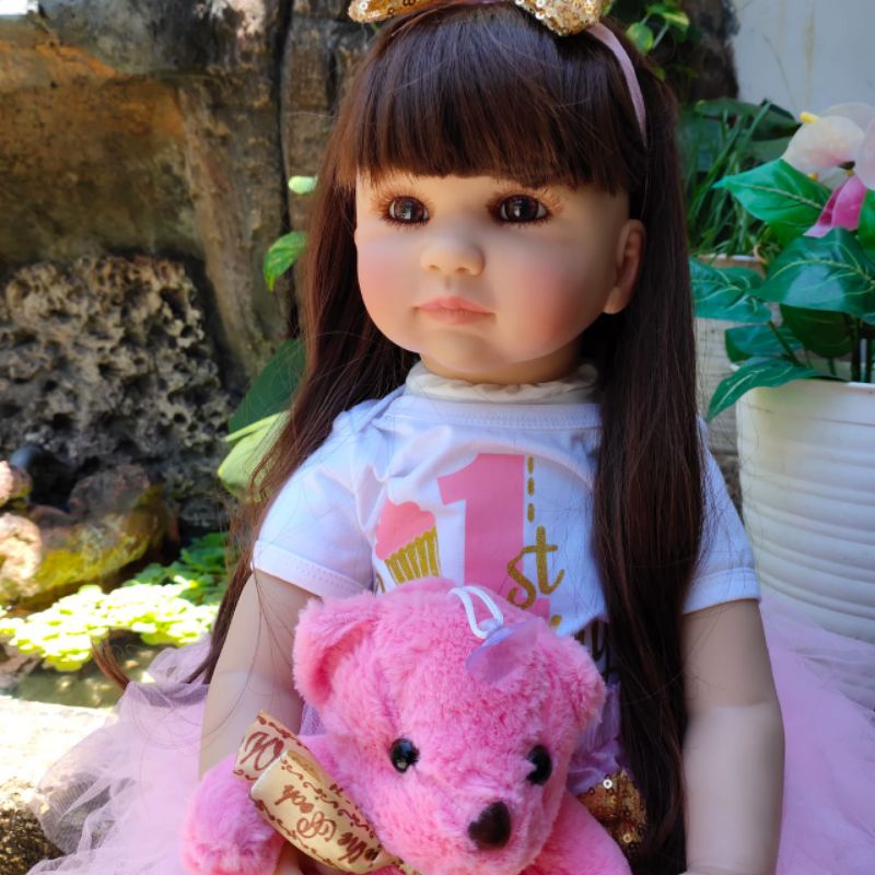 Boneka Reborn Baby Cewek Premium 60 cm Cantik Ulang Tahun