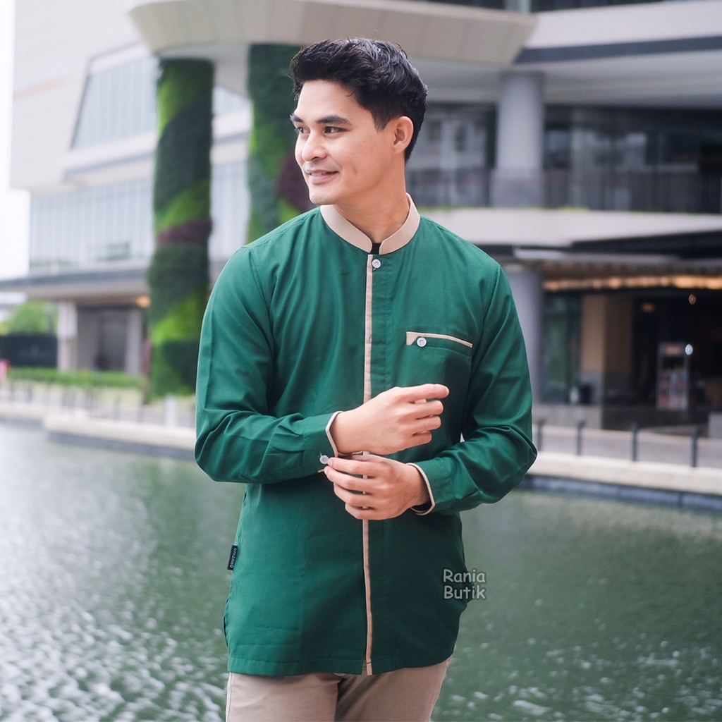 Atasan Orizano Koko Lengan Panjang / Baju Koko Pria Muslim keren Atasan Kain Toyobo Fodu - Couple