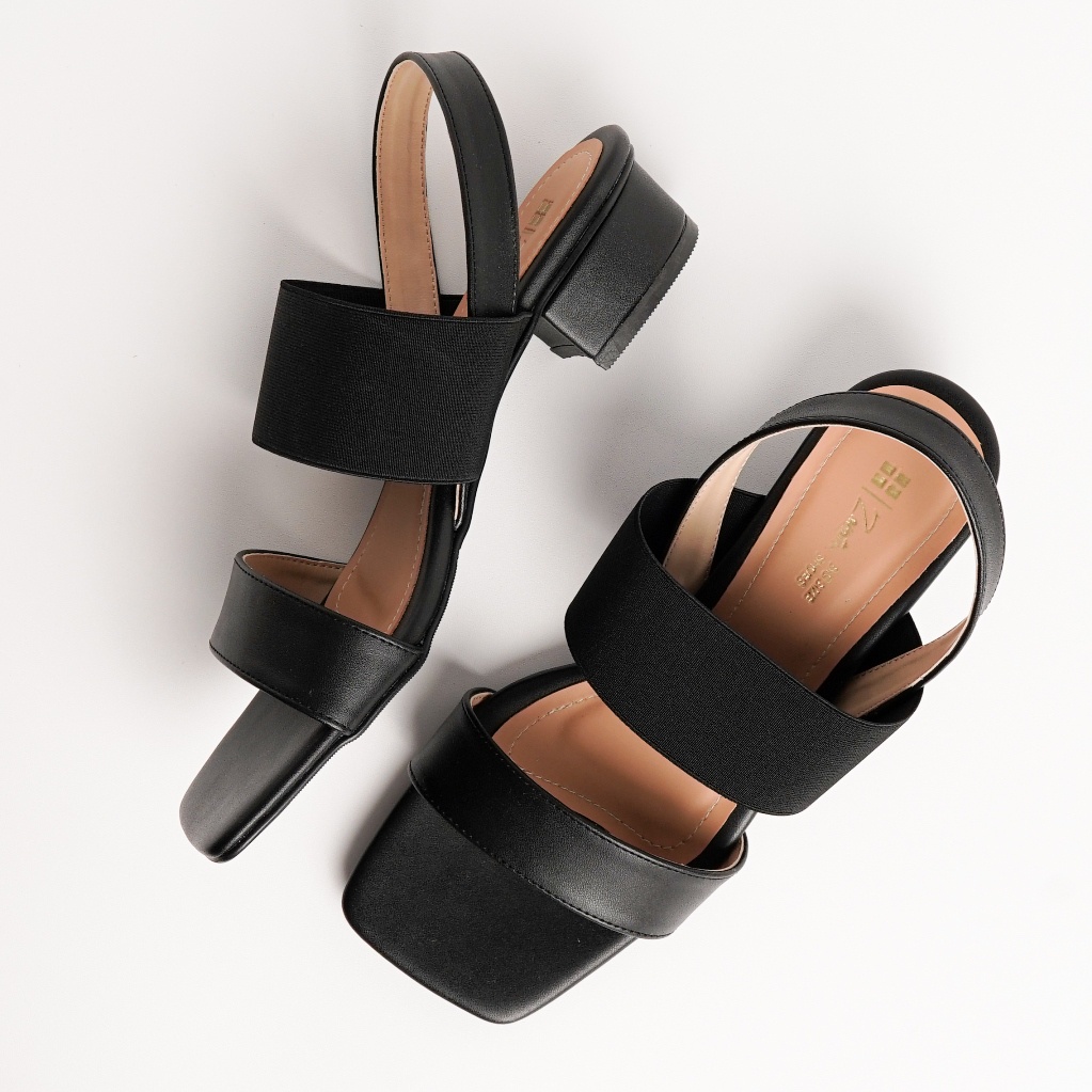 Sandal Wanita Ukuran Jumbo big size 41-45 Slide Low Heels  Kulit Hitam ZGX-249 Original