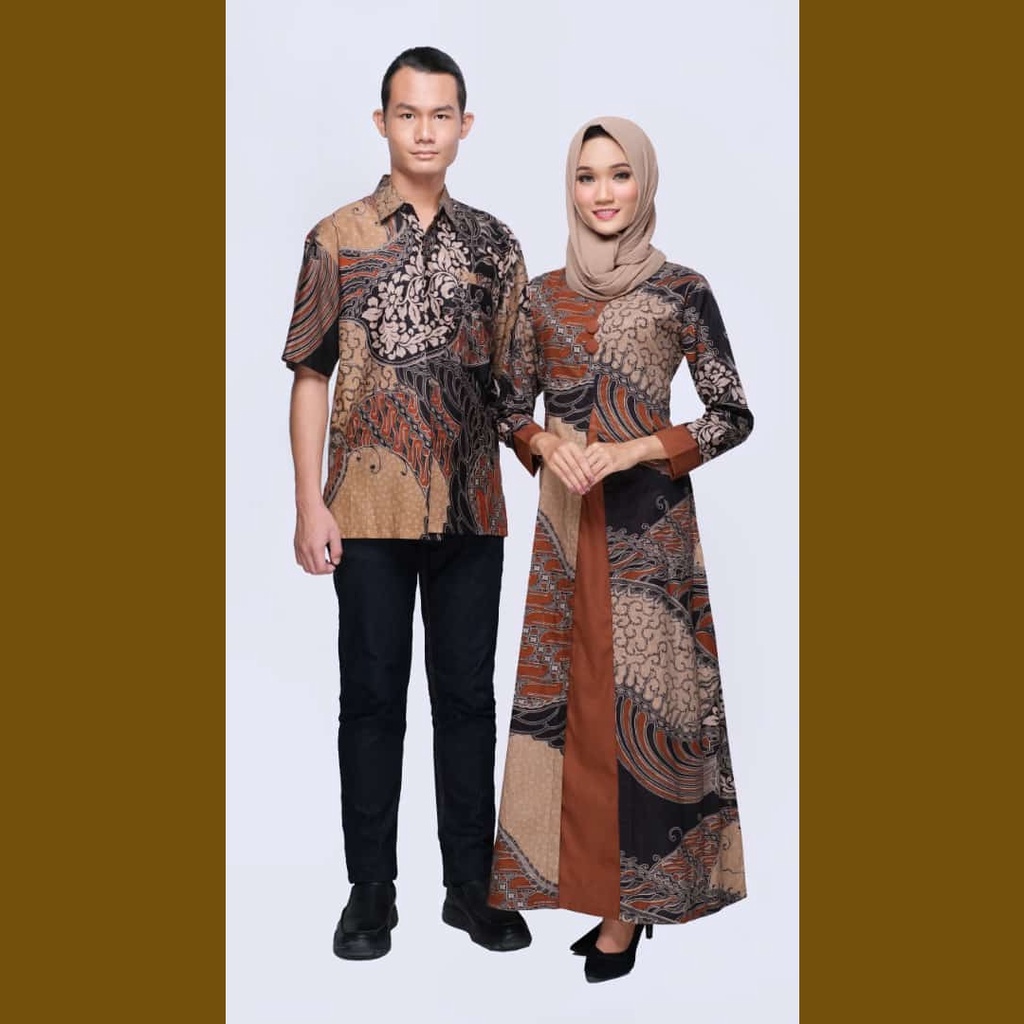 ARINI COKLAT BATIK COUPLE KELUARGA PASANGAN MODERN JUMBO PREMIUM SARIMBIT AYAH IBU ANAK DRESS GAMIS