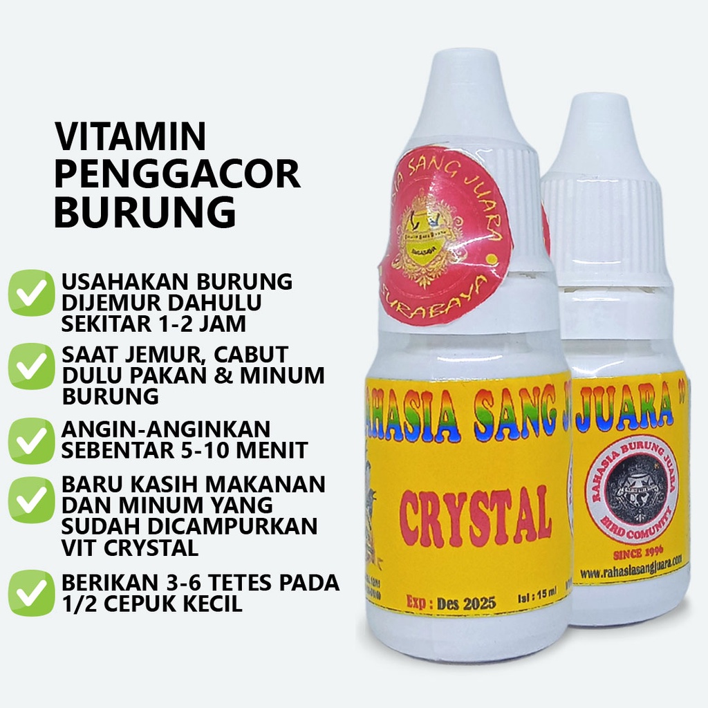 VITAMIN CRYSTAL | VITAMIN BURUNG LOVEBIRD MURAI KACER KENARI PLECI CUCAK IJO PERKUTUT BRANJANGAN