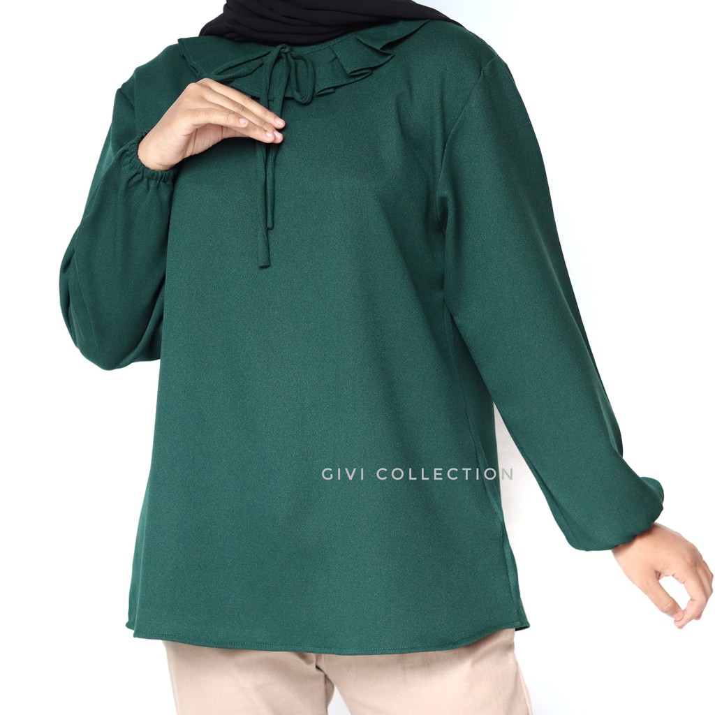 Mecca blouse /atasan wanita / blouse wanita-hijau botol
