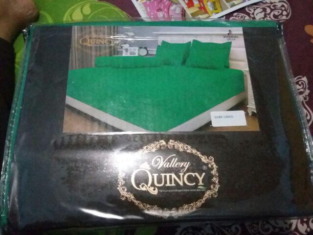Id. Vallery - Sprei King T.30 Jacguard / Aloe Vera Motif Dark Green