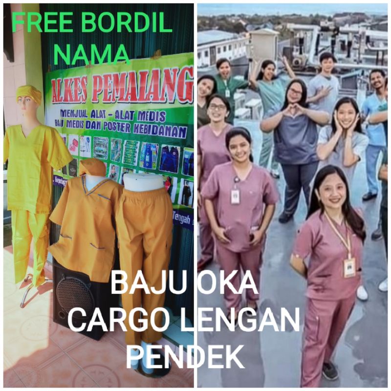 [ 1 Stel Baju Celana Topi ] Baju Oka OK Lengan Pendek Stelan Celana Cargo