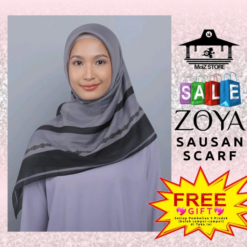 Zoya Sausan Scarf Jilbab Hijab Kerudung Krudung Krudungan Kerudungan Motif Segi Empat Segiempat Segi