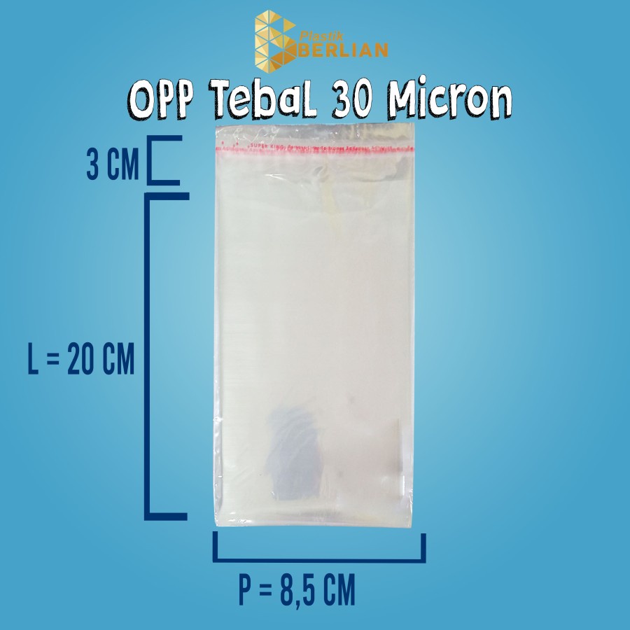 

8,5 X 20 cm Plastik OPP TEBAL 30 MICRON (100 lbr)