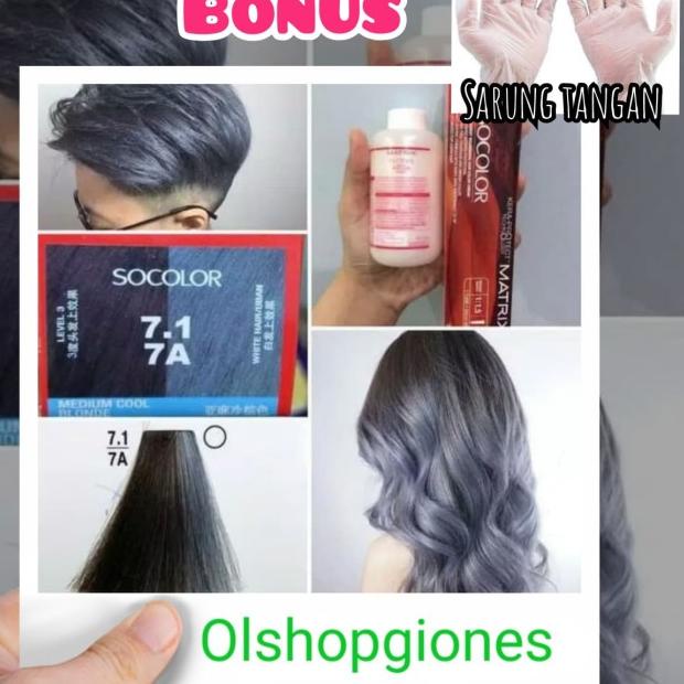 ♚ Cat Rambut Matrix Socolor 7.1 / 7.A + Oxydant Warna AS abu abu silver ✱