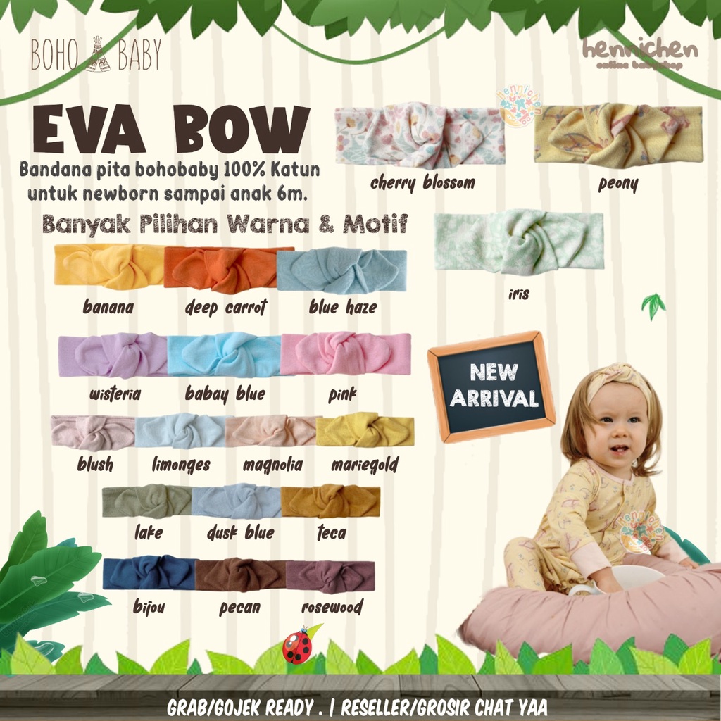 BOHO BABY EVA BOW  BANDANA BAYI HEADBAND BAYI 100% KATUN BOHOBABY BOHOPANNA