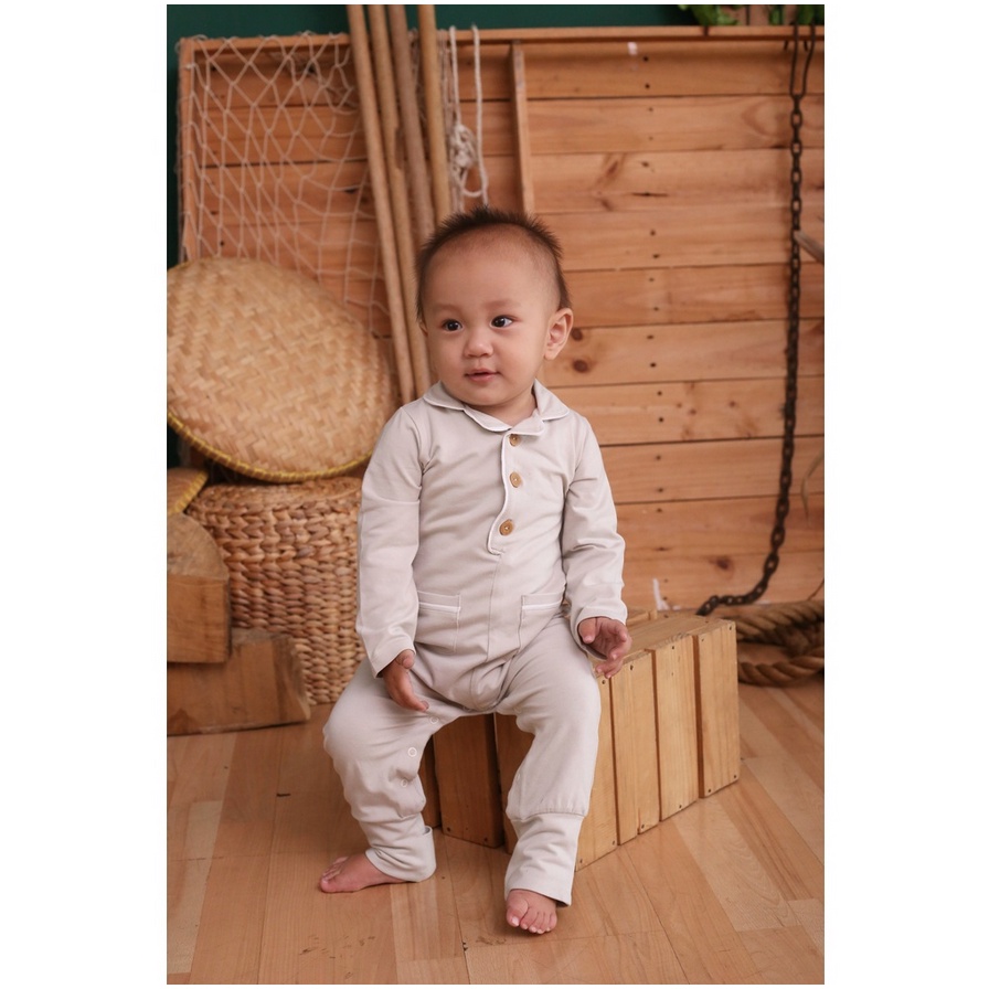 Bamboo and Bub Yuki Sleepsuit - Baju Tidur Button Anak Bayi Sleep Suit Jumpsuit Piyama Pajamas Pyjamas Long Sleeve Lengan Panjang