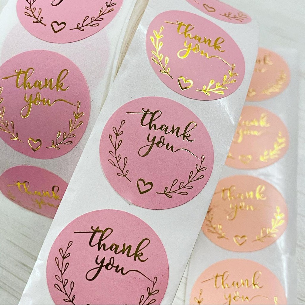 

Stiker Label Sticker Pink Gold Shabby Thank You segel seal Present Handmade Hadiah Kado Gift