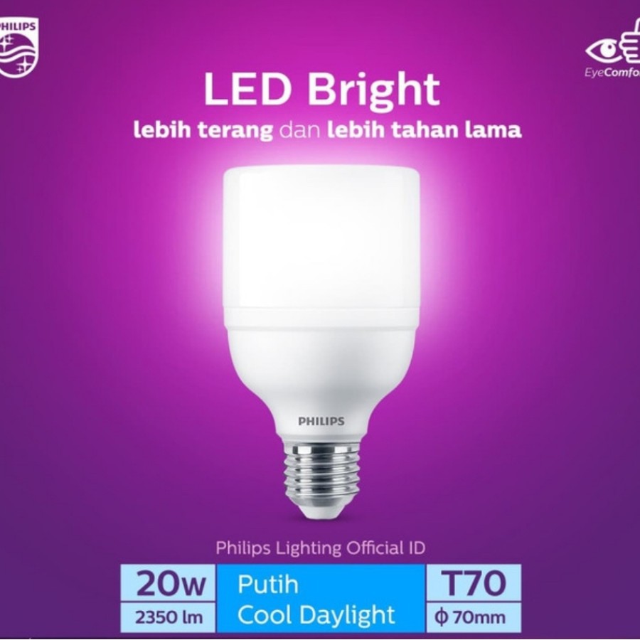 Philips Lampu LED Bright 20 W Putih Mycare E27 Bohlam LED 20 Watt CDL