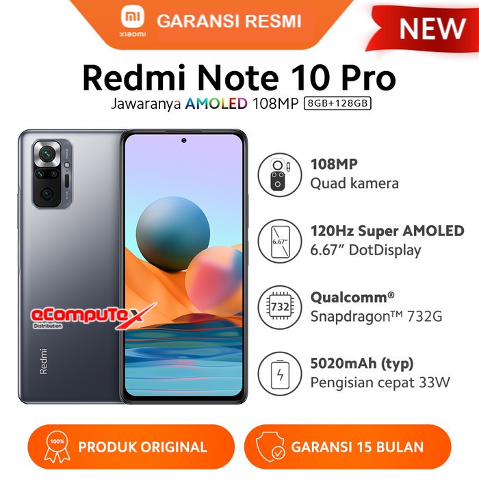 HANDPHONE XIAOMI REDMI NOTE 10 PRO 8/128 / HP XIAO MI NOTE 10PRO 8+128 GARANSI RESMI