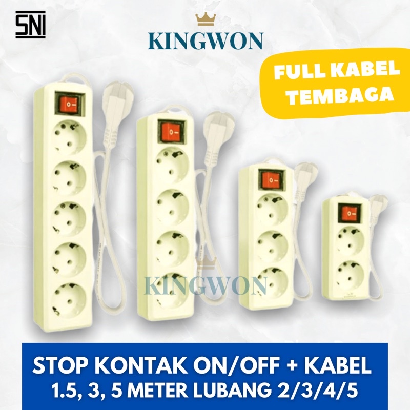 STOP KONTAK+LUBANG 2/3/4/5 PANJANG KABEL 1,5M/3M/5M SNI