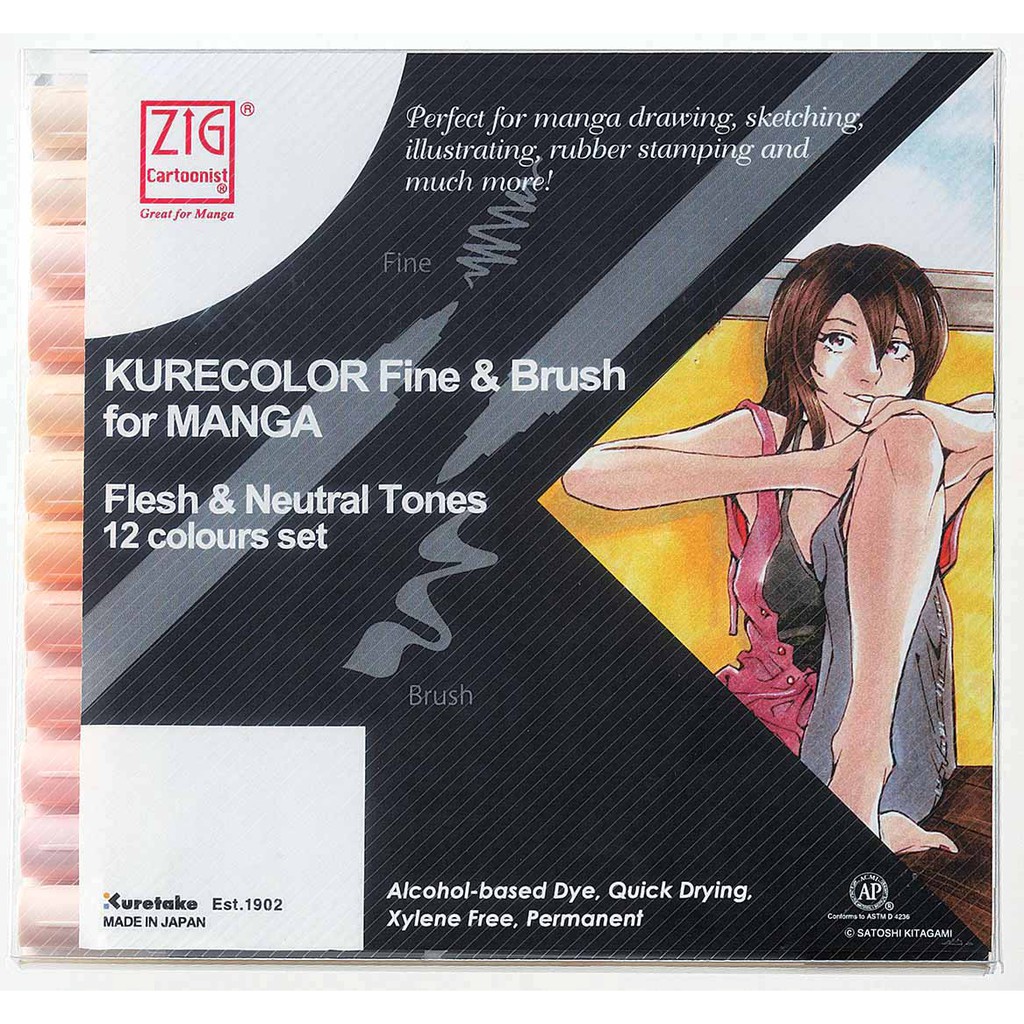 

ZIG KURECOLOR FINE & BRUSH FOR MANGA CNKC-2200/12VFN SET FLESH & NATURAL