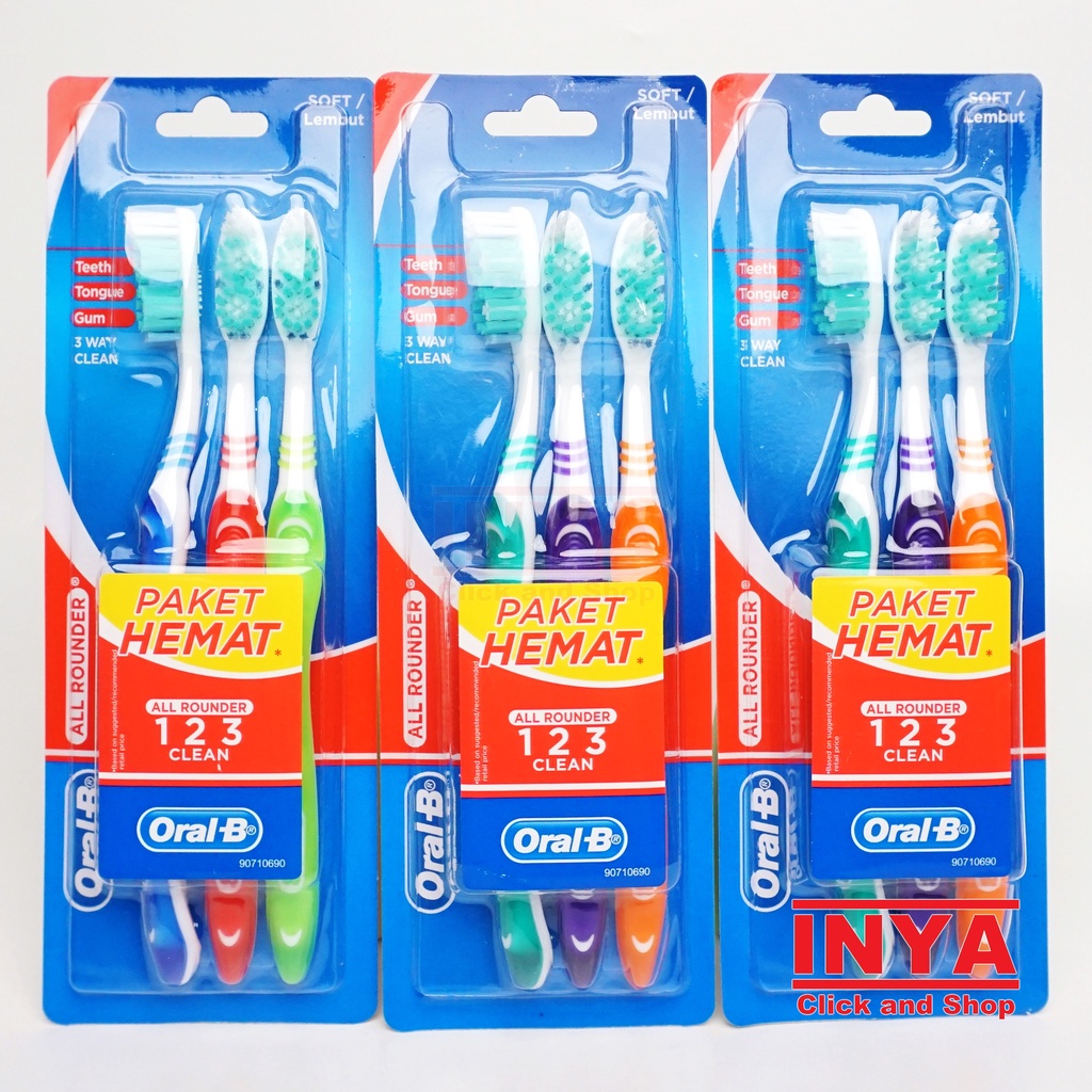 SIKAT GIGI ORAL-B ALL ROUNDER 123 CLEAN SOFT PACK isi 3pcs - Toothbrush ORAL B