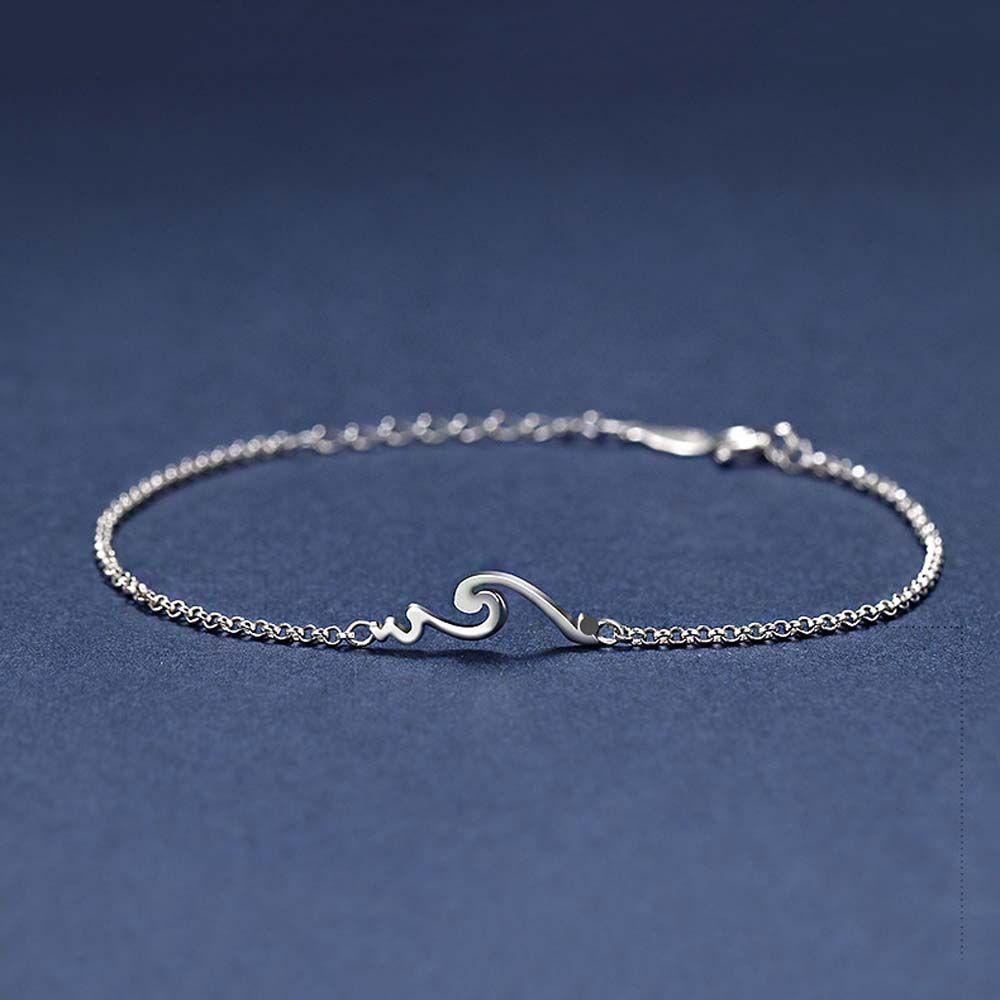 Needway Gelang Pasangan 2 Pcs/set Hadiah Pacar Lucu Gelombang Gunung Tembaga Gaya Korea Gelang Gadis Perempuan Tangan Rantai