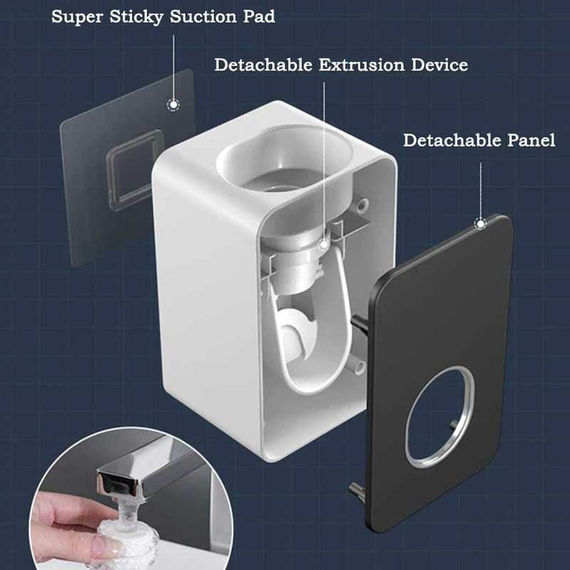 Dispenser Pasta Gigi Odol Otomatis Original / Dispenser Odol Tempel Modern Simpel Elegan Berkualitas / Perlengkapan Kamar Mandi Lucu Unik Polos / Tempat Pasta Gigi Odol Rapi / Peralatan Kamar Mandi Kekinian Estetik Aesthetic Korea / Wadah Odol