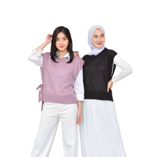 VEST ROMPI RAJUT TALI / ROMPI POLOS RAJUT WANITA / VEST KNIT OUTER