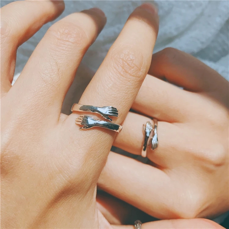 Cincin Model Terbuka Desain Hati Warna Silver Untuk Wanita