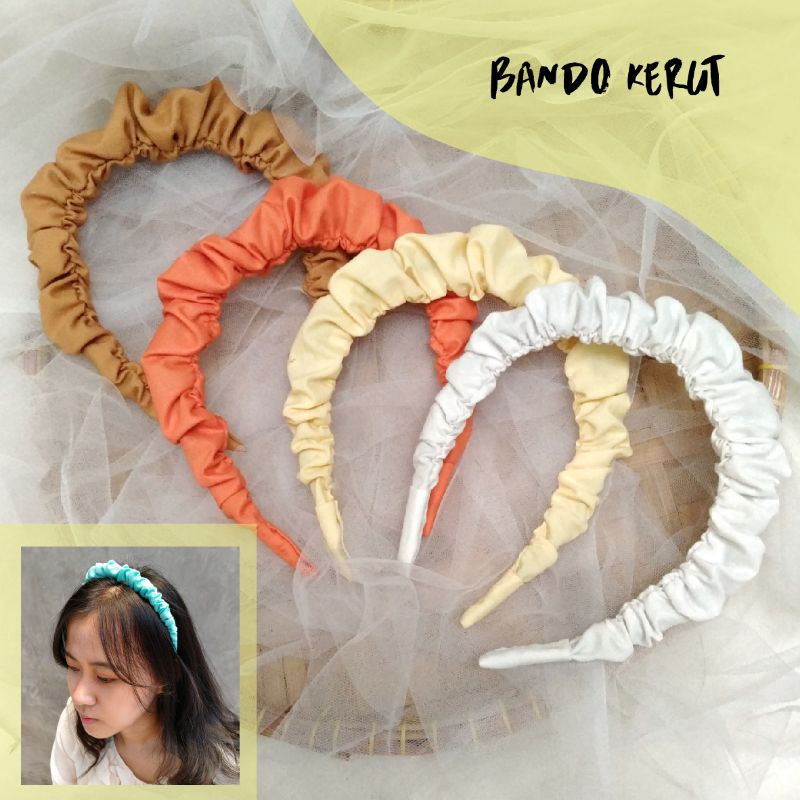 BANDO BENDO HEADBAND CEWEK KERUT SATIN KOREA STYLE  SCRUNCHIE GADIS CANTIK JELITA