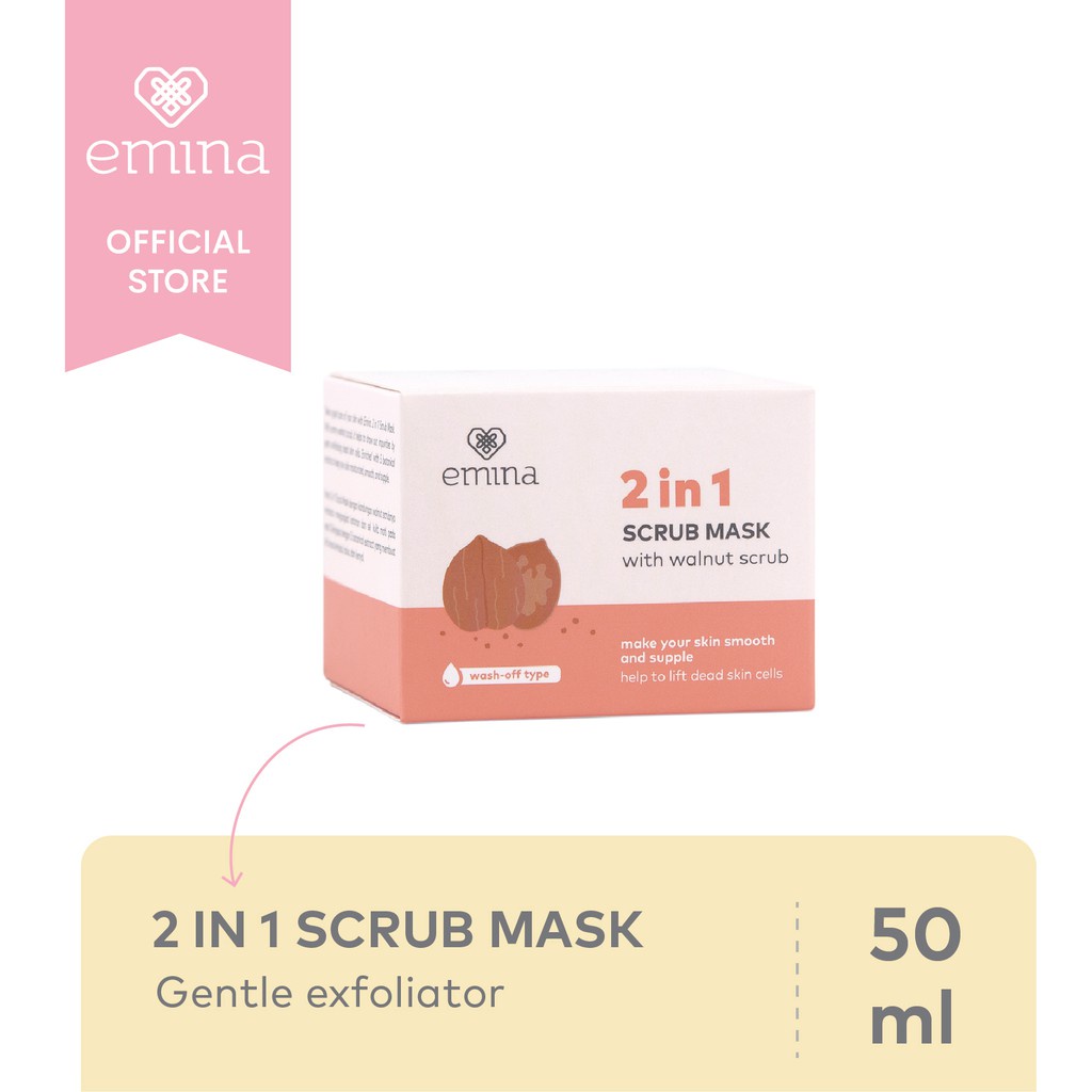 Emina 2 in 1 Scrub Mask 50 ml - emina lulur 2in1 BPOM