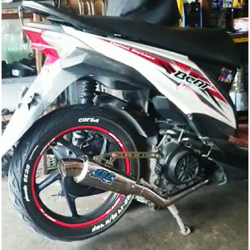 Knalpot Racing DOS Muffler Matic Honda Beat FI/Karbu/Street Spacy Scoopy Vario 110 FI LED Remote