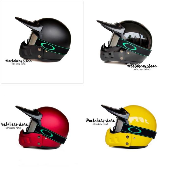 Helm Cakil Modular (Half Face / Full Face) + Pet Panjang Cross + Goggl