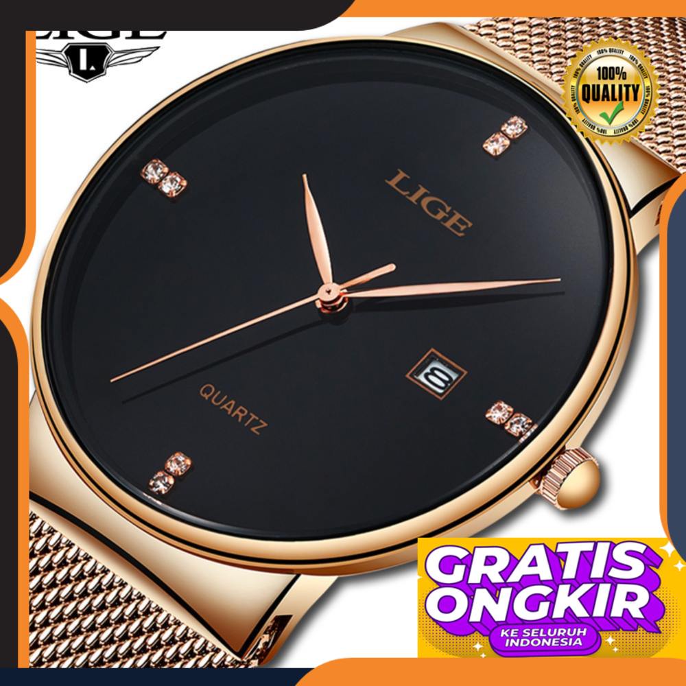 Jam Tangan Pria Sporty LIGE Jam Tangan Quartz Analog Pria/Wanita, Jam Tangan Fashion Sederhana Kasua