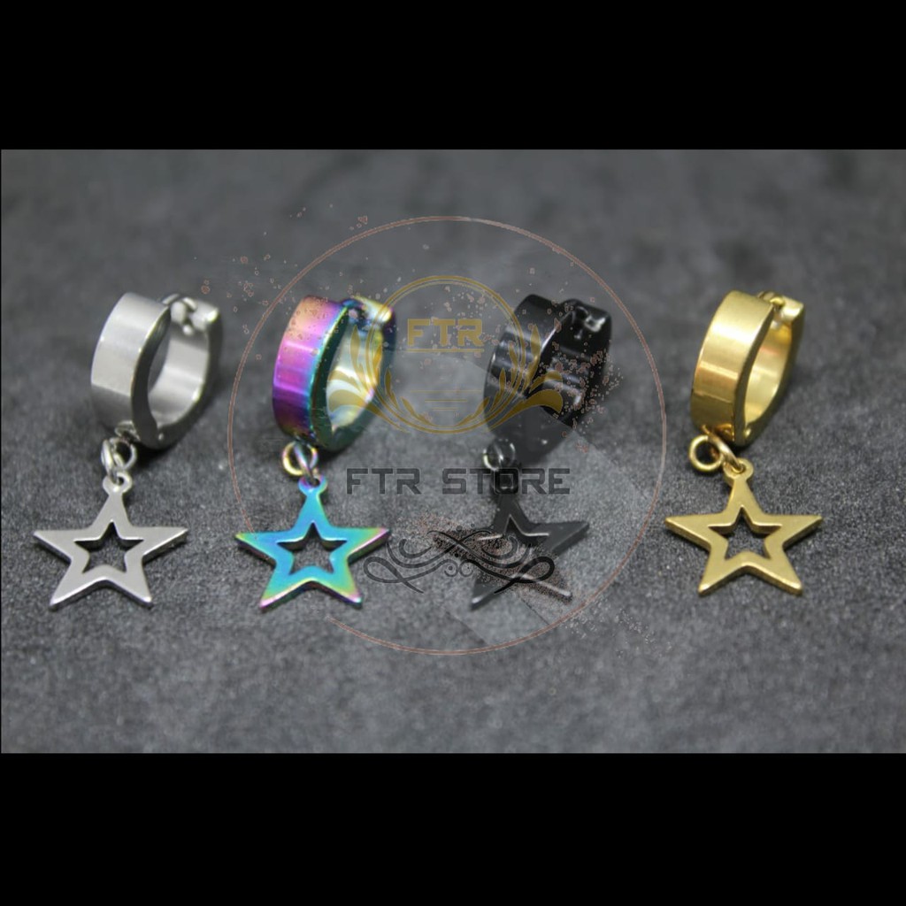 Anting Titanium model gantung Bintang anti luntur