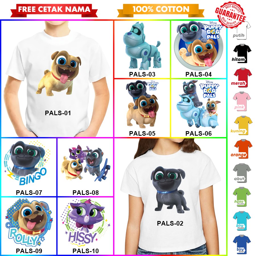 [FREE NAMA!!] Baju Kaos ANAK DAN DEWASA PUPPY DOG PALS BANYAK MOTIF