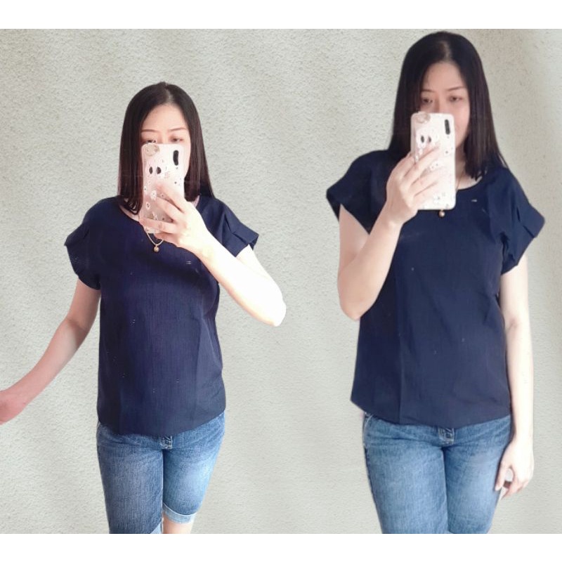 Blouse import Navy /atasan wanita