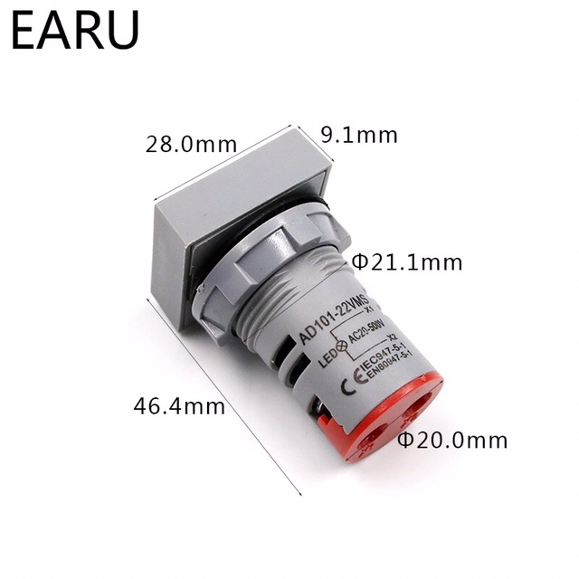 Voltmeter Ampere AC20-500V 0-100A 22 Mm LED Tegangan Meter Indikator Ampermeter Current