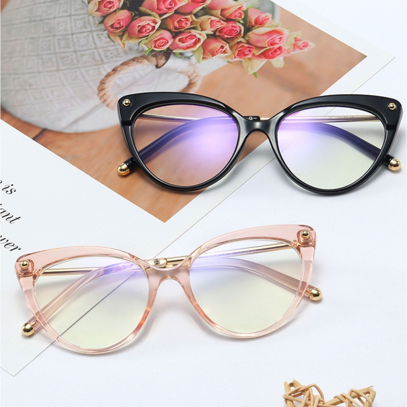 (YUZHU) COD Kacamata Minus 0°~-400° Retro Mata Kucing Wanita Eyeglasses Kacamata Anti Biru