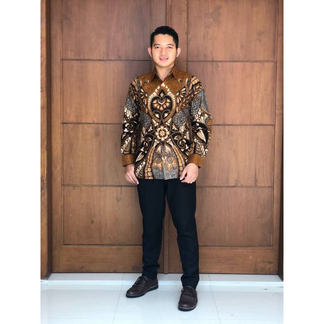 Anjani 002 Eudor kemeja batik pria lengan panjang exclusive katun primisima berkualitas berfuring