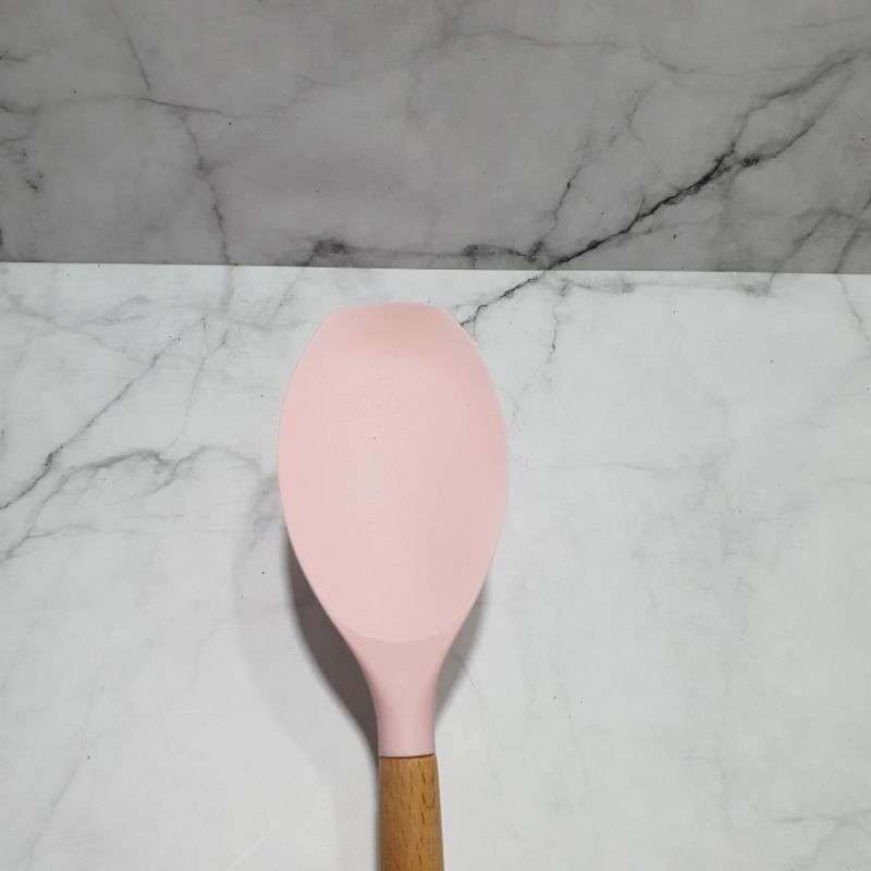 Silicone spatula with wooden handle / sodet masak silikon utensil ujung datar