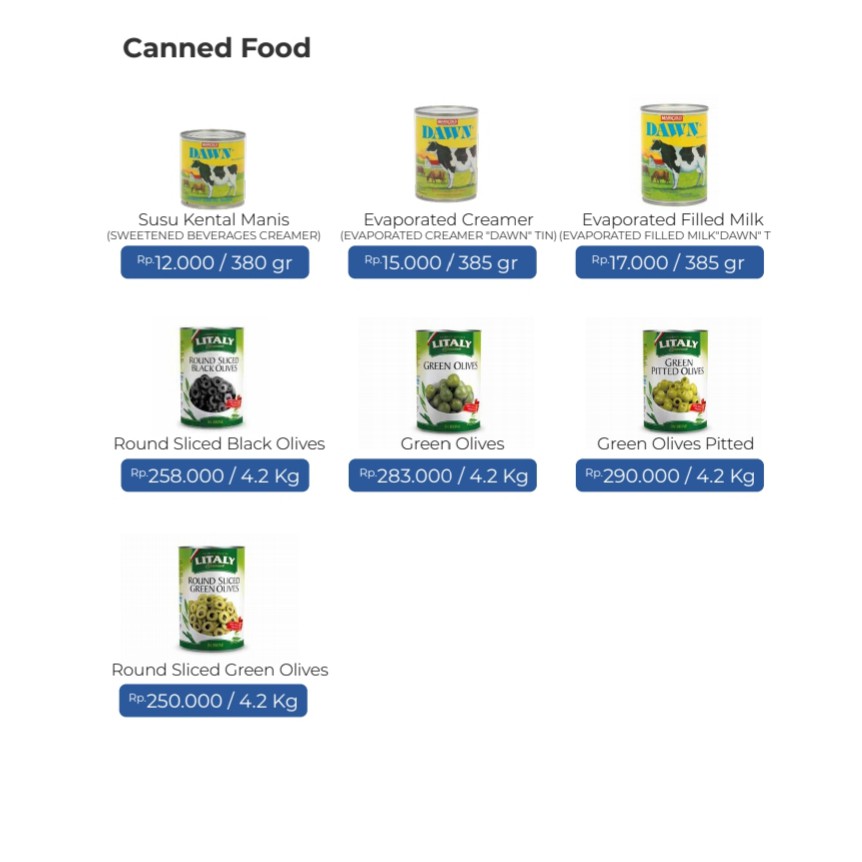 

Canned food (Dawn & Litaly)