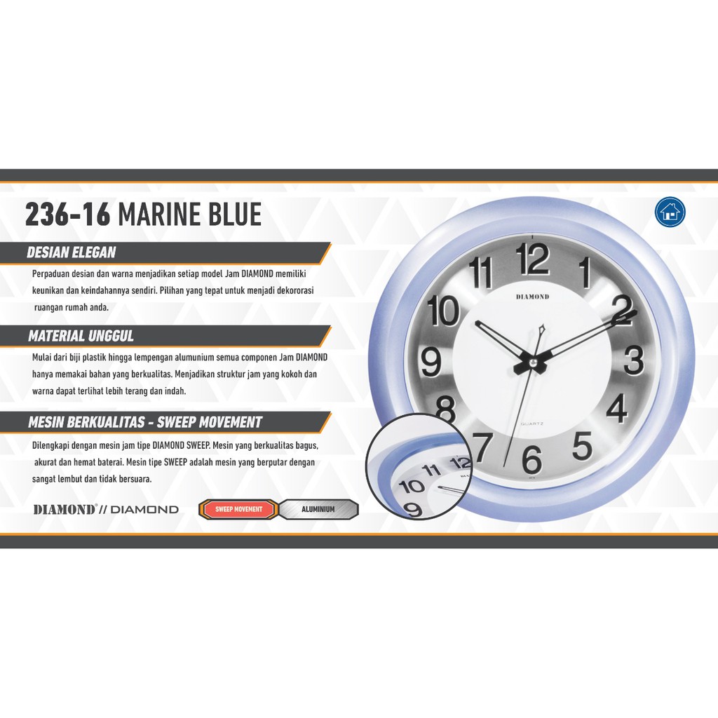 Jam Dinding Diamond 236-16 - Marine Blue