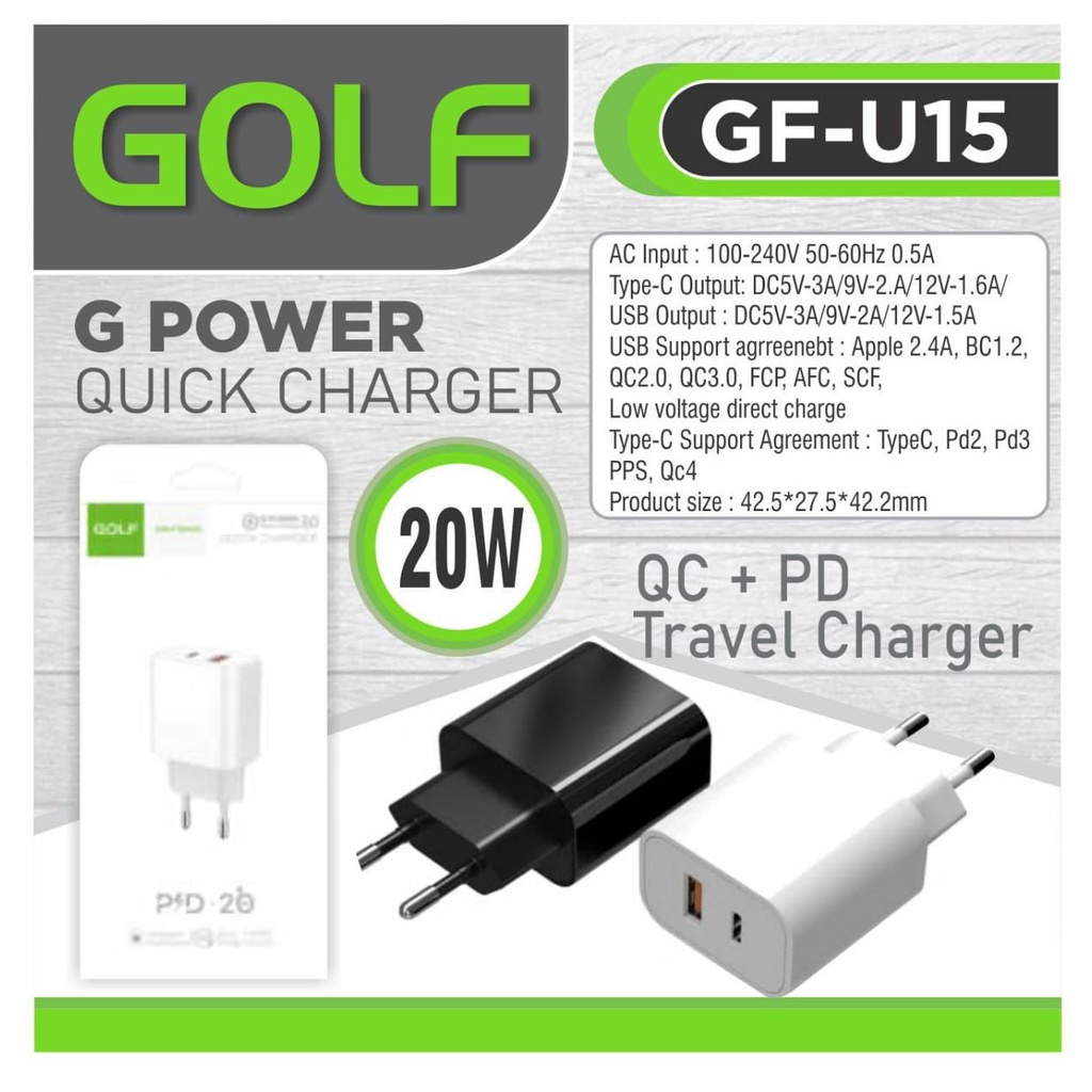 Charger Gan Power Adapter Super Vooc 20W GF-U15 PD + QC 20Watt Power Adaptor