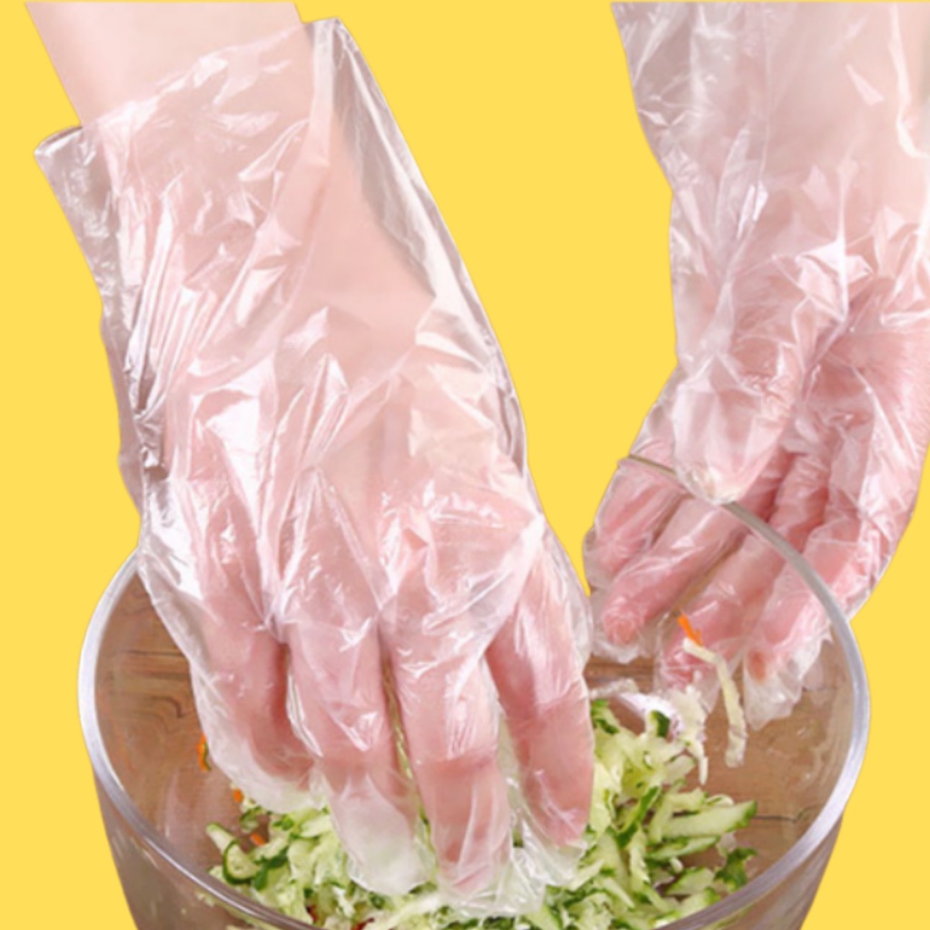 Sarung Tangan Plastik 100pcs Sekali Pakai Disposible Plastic Gloves Higienis Steril