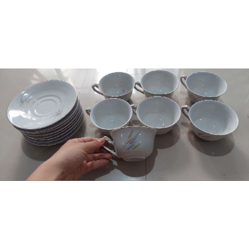 Set Tea Cup Kuno Antik Jadul Gelas Teh