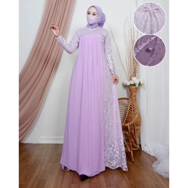 Gamis tasya //  tile premium bordir // combi ceruty // kebaya orizinal // kode NK