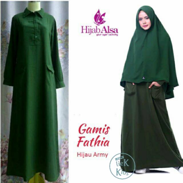 Gamis Hijau Army Kombinasi Nusagates