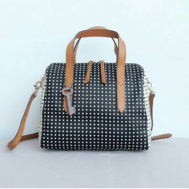 Tas fossil sydney satchel polkadot bag