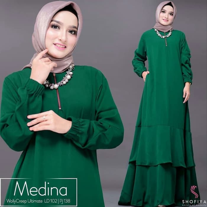 A20 Baju Gamis Pesta Muslim Wisuda Remaja Polos Kombinasi Brokat Brukat Riani Warna Biru Lebaran New Shopee Indonesia