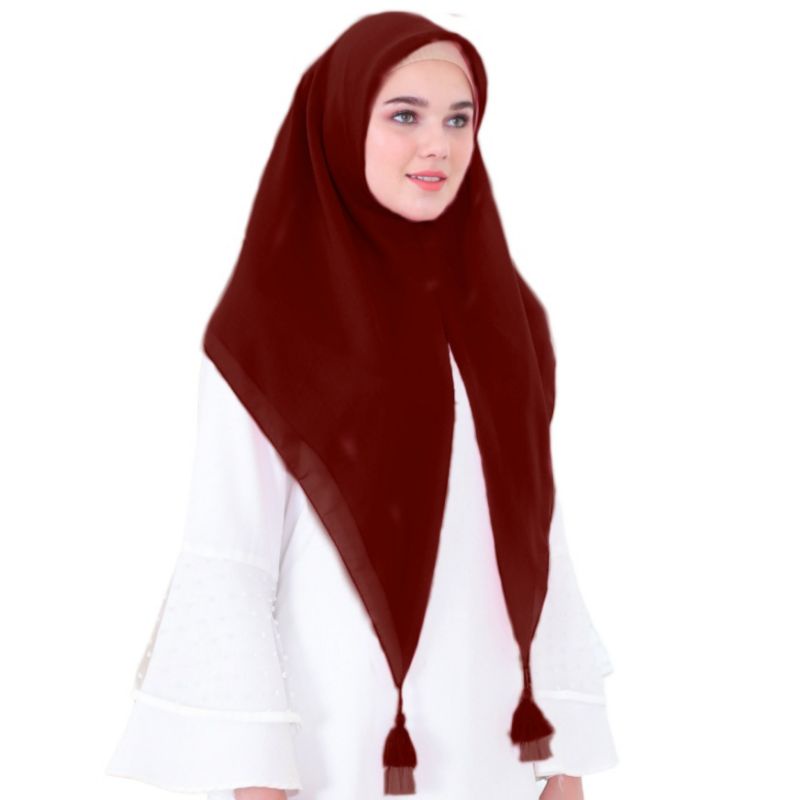 Jilbab Hijab Segiempat Bella Instan Bahan Pollycotton Dua Layer Jambul