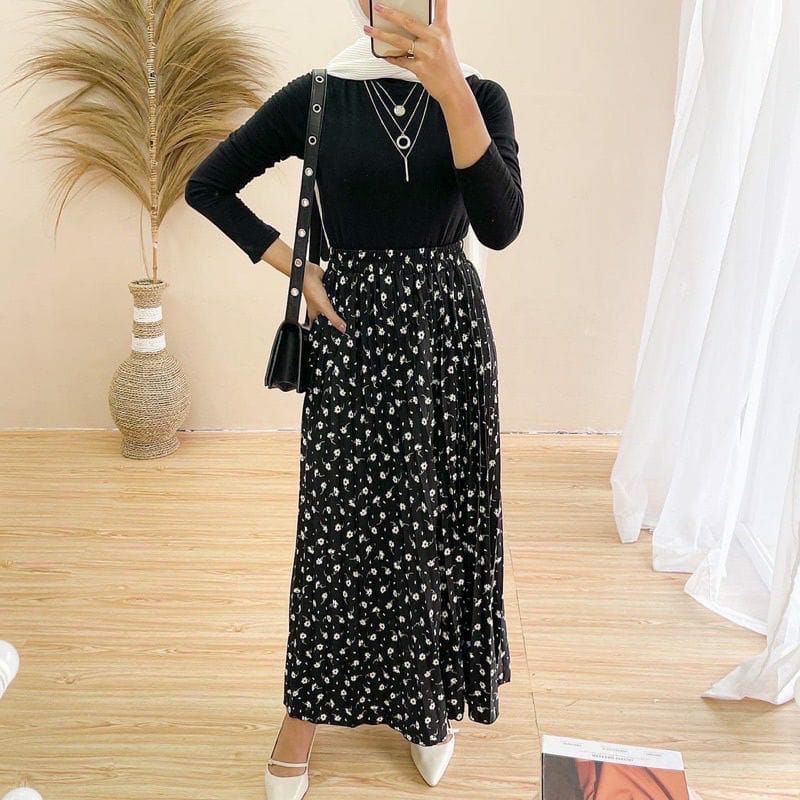 ROK PLISKET BUNGA MELATI / ROK PLISKET PREMIUM / ROK WANITA