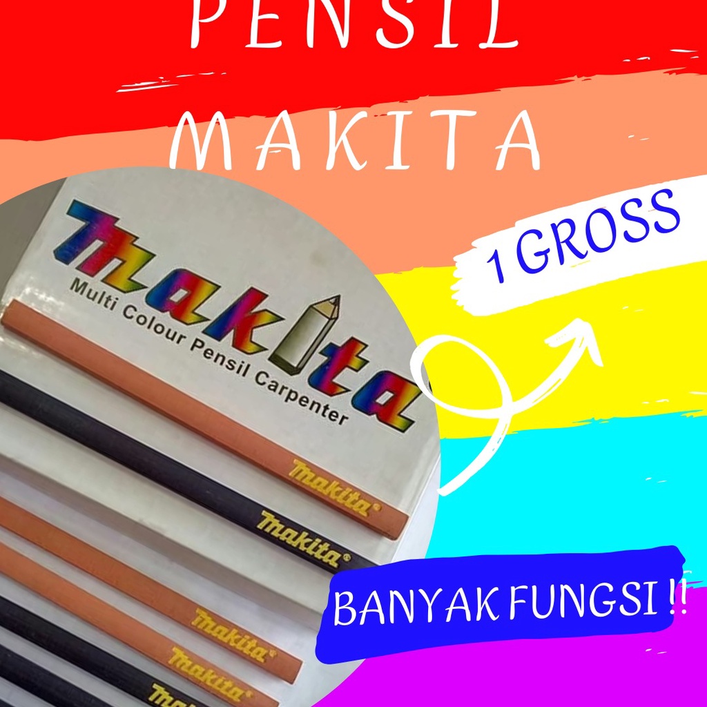 

PENSIL TUKANG KAYU ORIGINAL MAKITA 1 BOX PAX isi 144pcs GROSS Besar Jual Pencil Bangunan Gesek Kertas Stiker Nomor Tebal Potlot