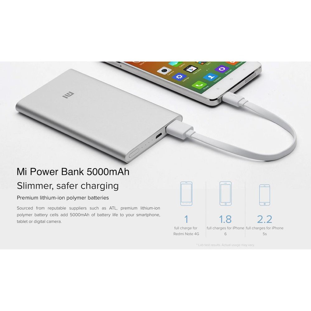 Powerbank Xiaomi 2 5000 MAh Power Bank 5000mAh Micro USB Xiao Mi Silver