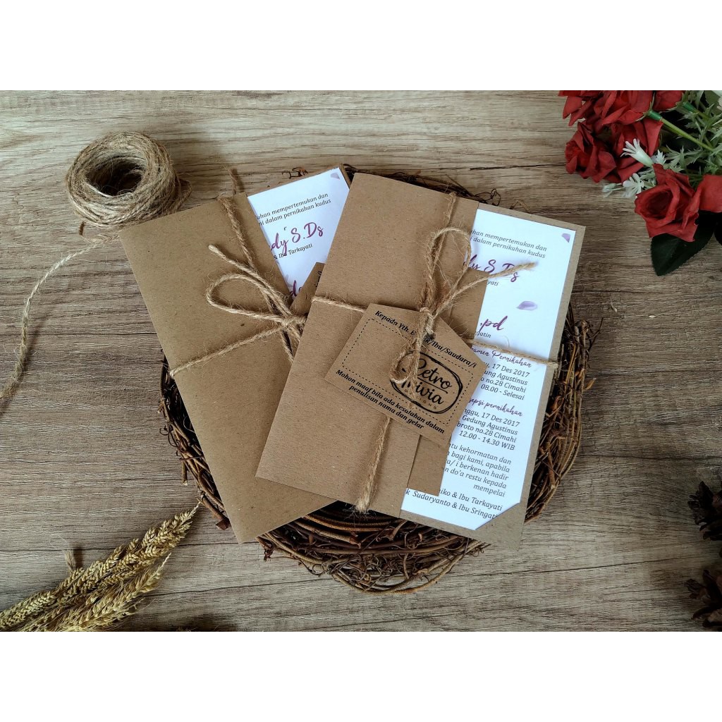 Undangan Pernikahan Simple Hardcover/ Undangan Pernikahan Rustic, Elegan,Terbaru, Murah, Bahan Tebal