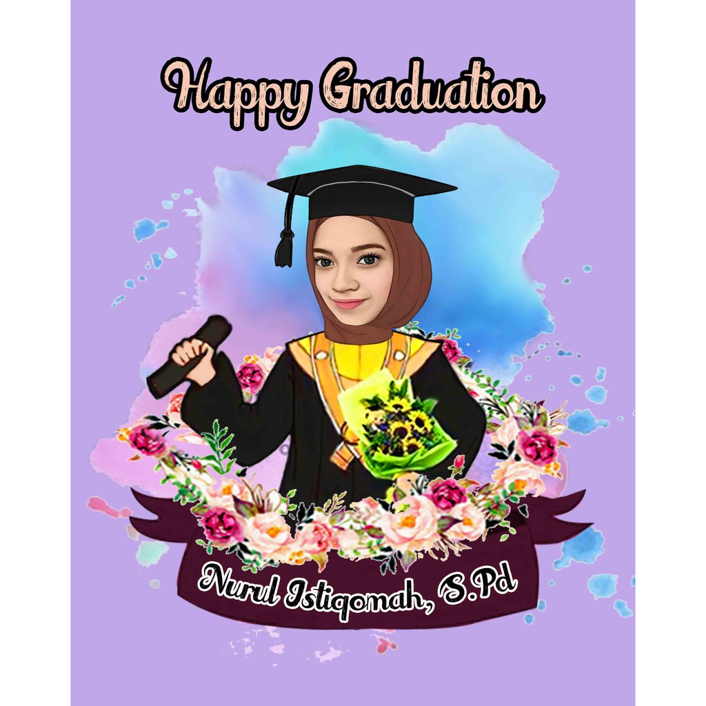 Karikatur Ilustrasi Wajah Vector Wajah Smudge Wisuda Mozaik